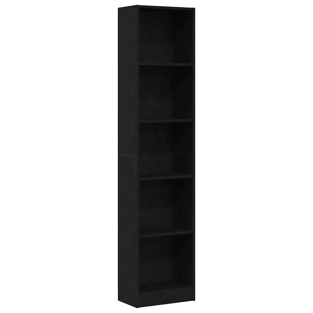 Bookcase Brown 5 Shelves Engineered Wood Storage Organiser Display Unit