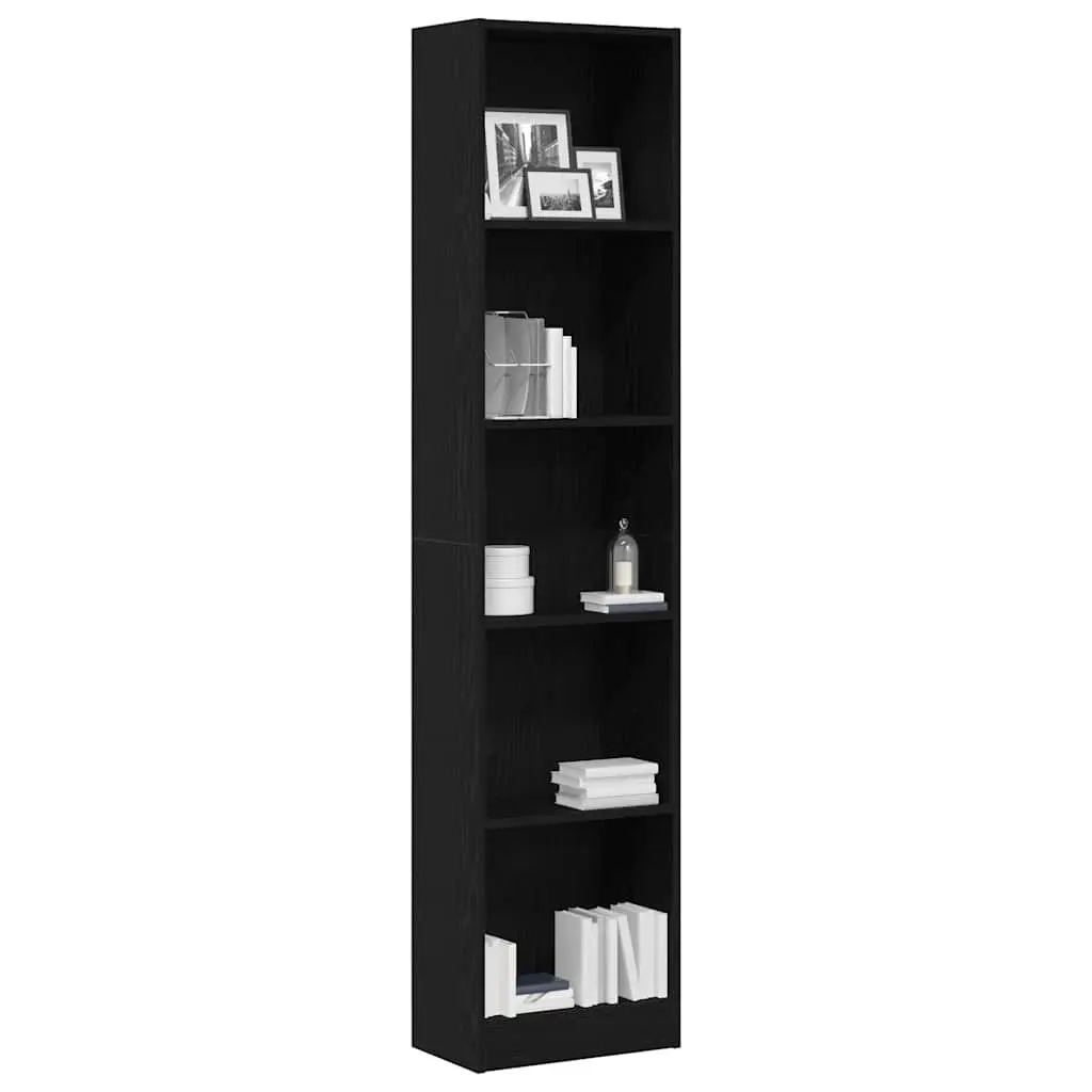 Bookcase Brown 5 Shelves Engineered Wood Storage Organiser Display Unit