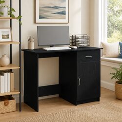 Compact Black Desk with Drawer - Perfect Work Solution