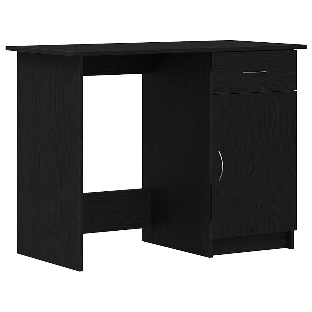 Engineered Wood Desk Black Compact 100x50x76cm Modern Home Office with Drawer