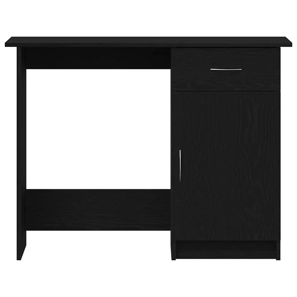 Engineered Wood Desk Black Compact 100x50x76cm Modern Home Office with Drawer