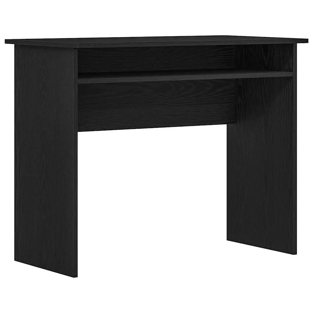 Office Desk Black Oak 90x50x74cm Engineered Wood Storage Workspace