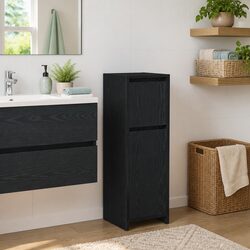Compact Black Oak Bathroom Cabinet for Smart Storage
