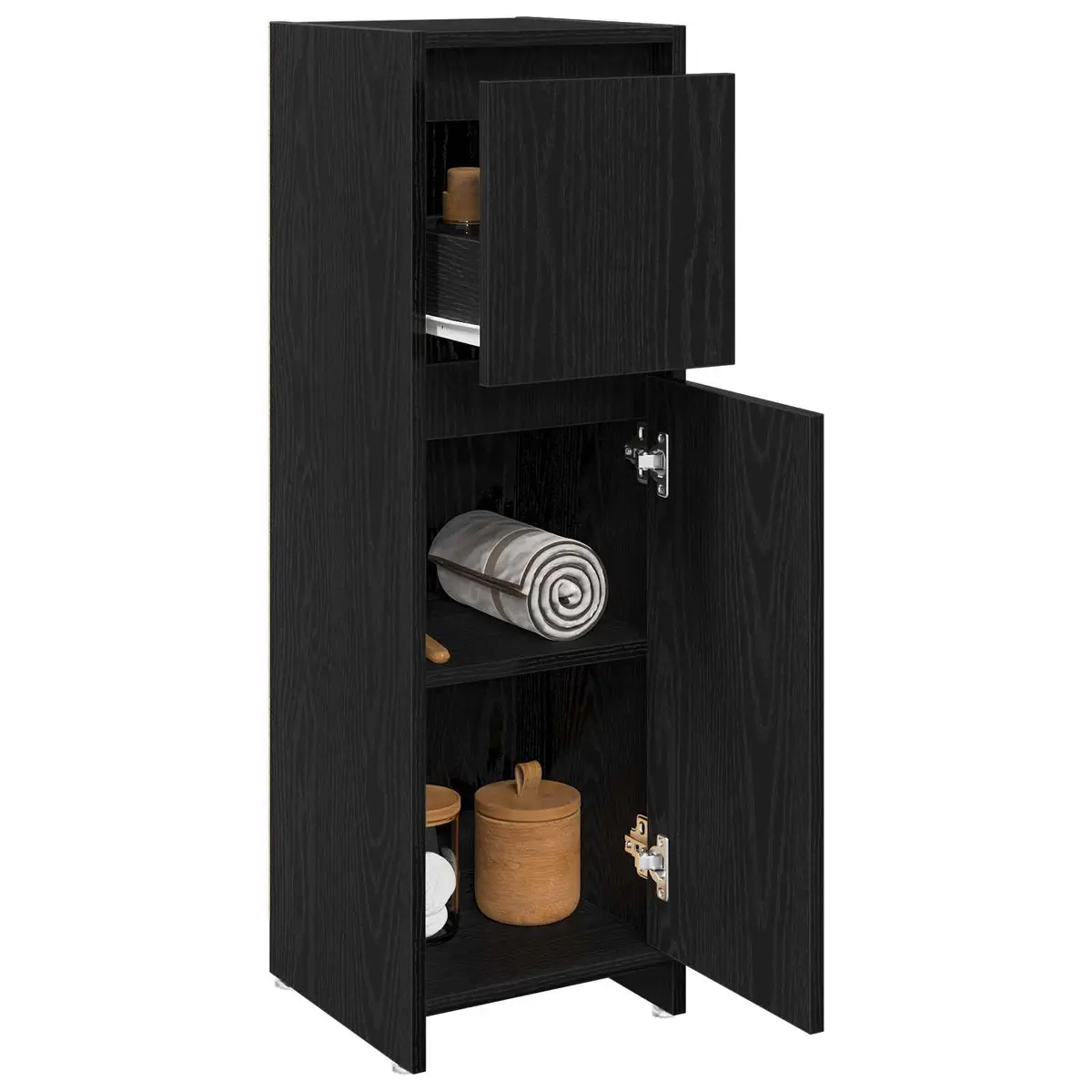 Black Oak Bathroom Cabinet for Smart Storage