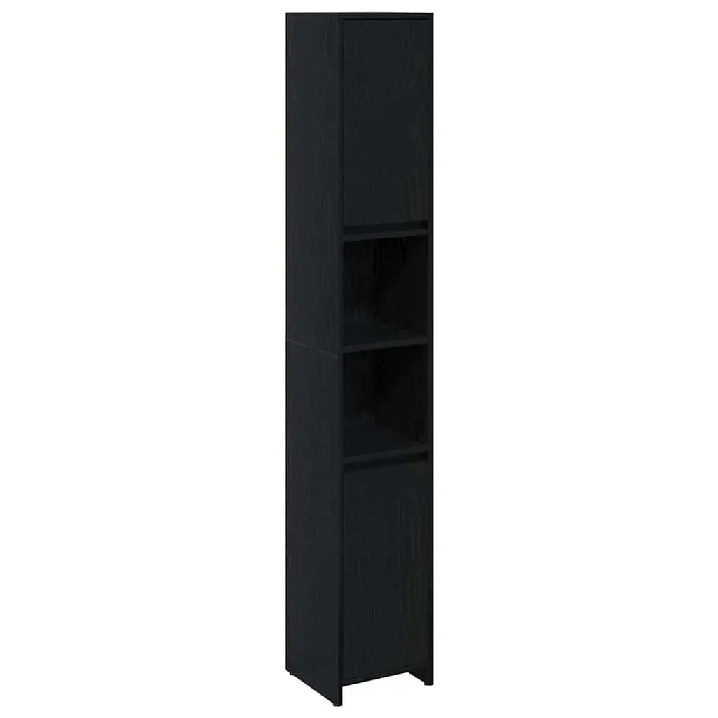 Bathroom Cabinet Black 30x30x183.5cm Engineered Wood Adjustable Shelves