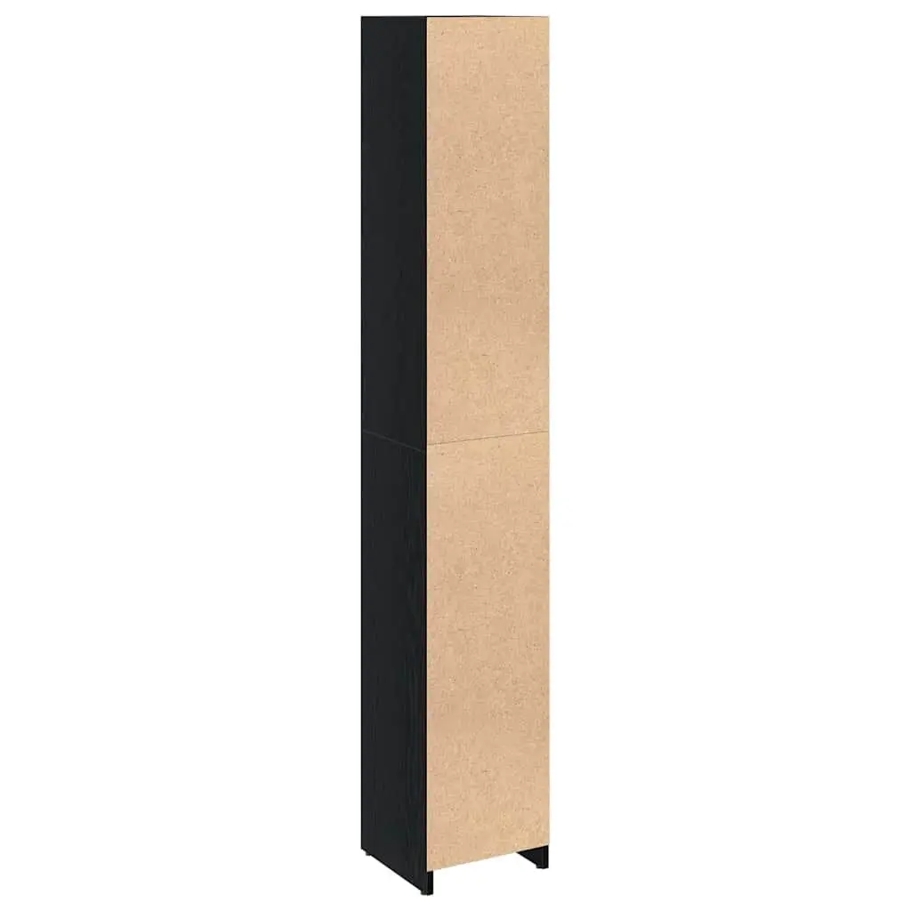 Bathroom Cabinet Black 30x30x183.5cm Engineered Wood Adjustable Shelves
