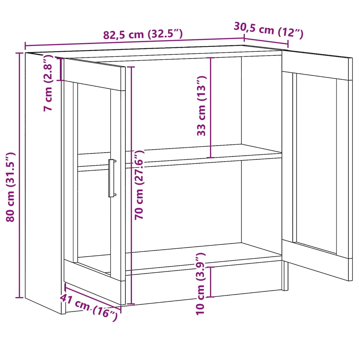 Book Cabinet Black Oak 82.5 x 30.5 x 80 cm Modern Storage Shelving Unit