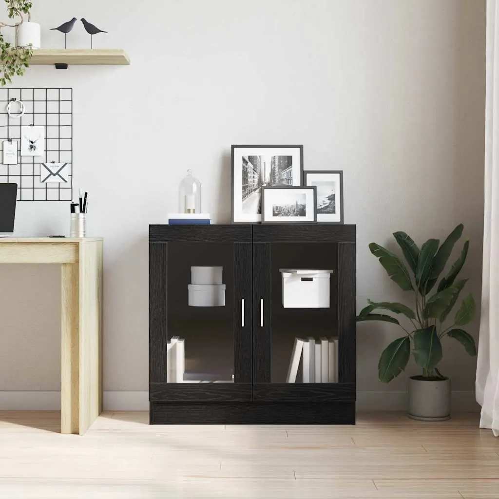 Book Cabinet Black Oak 82.5 x 30.5 x 80 cm Modern Storage Shelving Unit