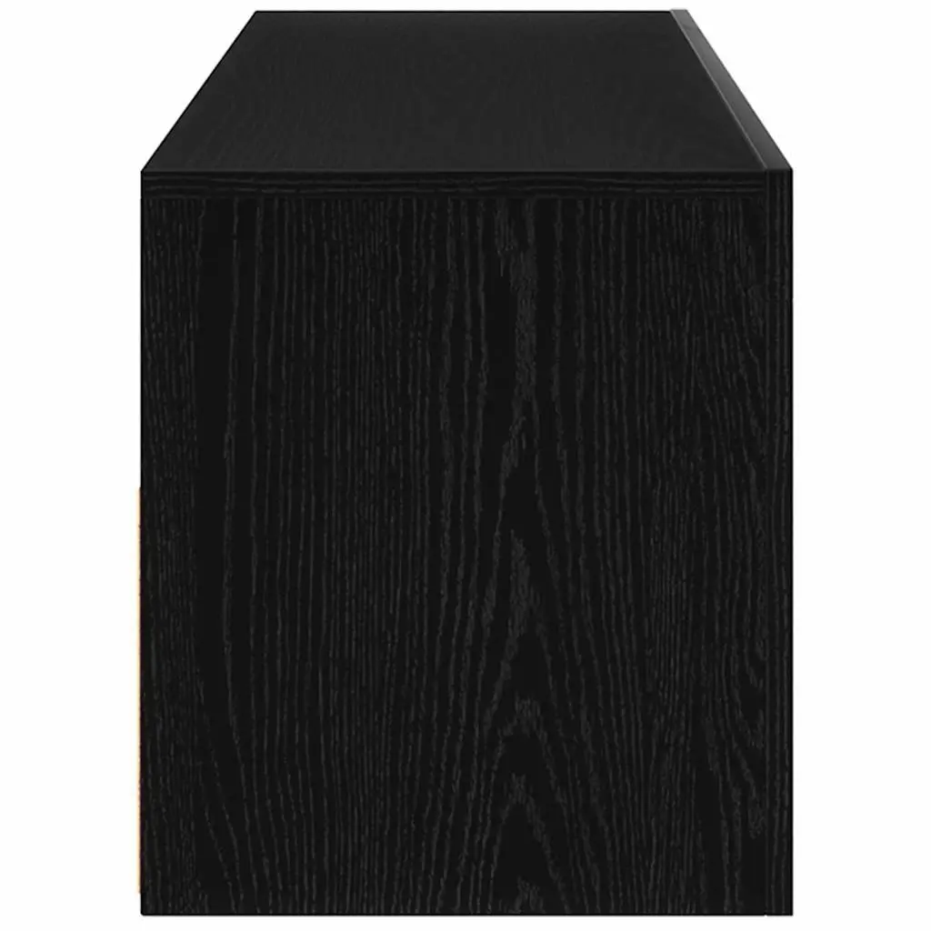 TV Cabinet with LED Lights Black Oak Living Room Entertainment Storage Unit