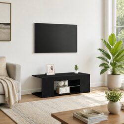 Sleek Black Oak TV Cabinet for Media Storage Solutions