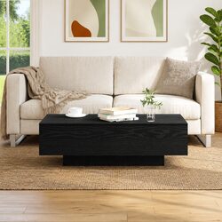 Concise and Elegant Black Engineered Wood Coffee Table
