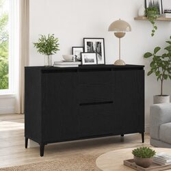 Compact Black Engineered Wood Sideboard Cabinet - 104cm