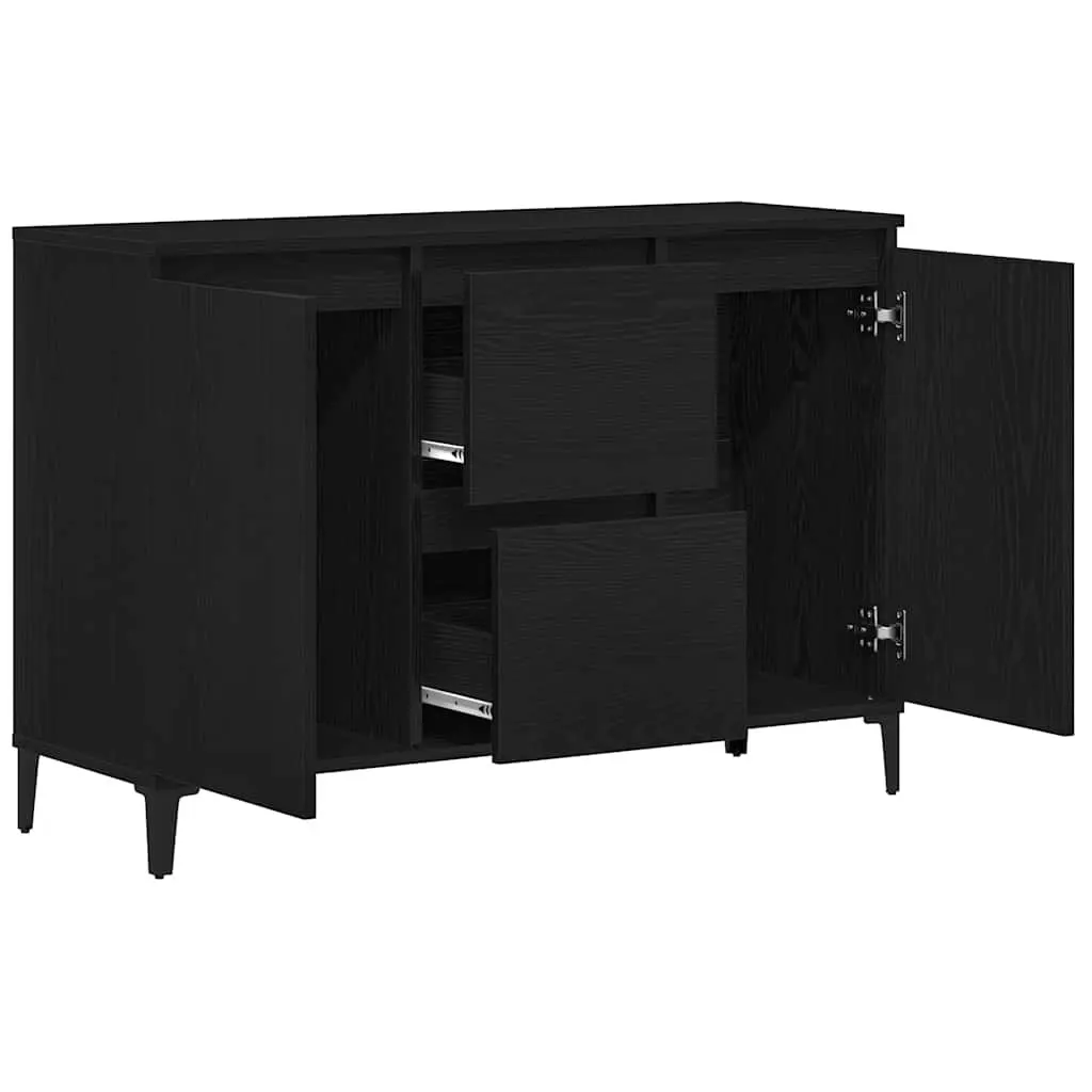 Sideboard Black 104cm Engineered Wood Flush Doors and Drawers