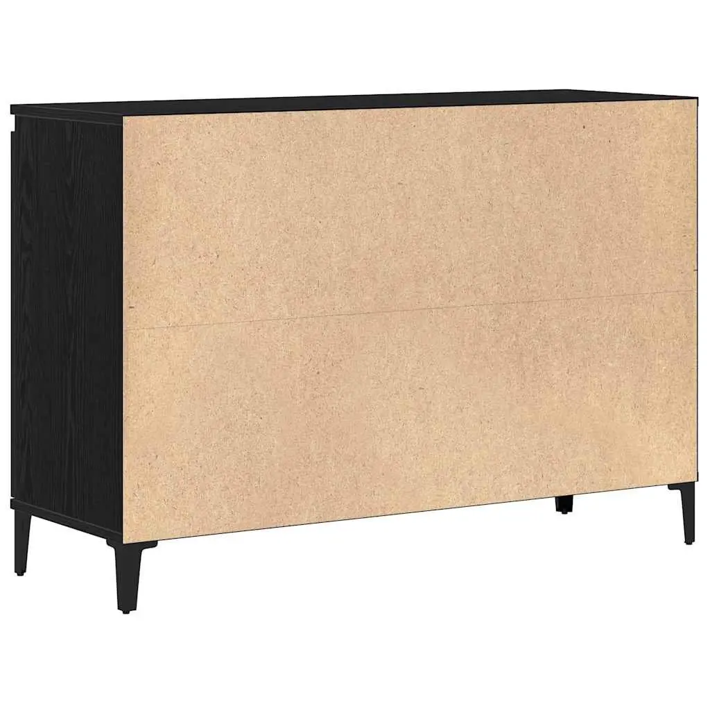 Sideboard Black 104cm Engineered Wood Flush Doors and Drawers