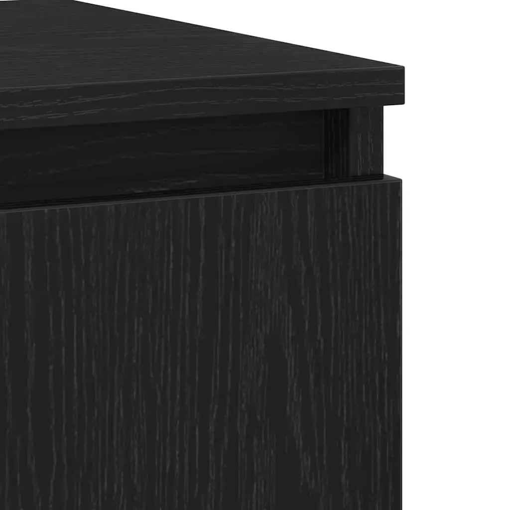 Sideboard Black 104cm Engineered Wood Flush Doors and Drawers
