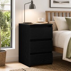 Compact Black Oak Nightstand: Storage in Style