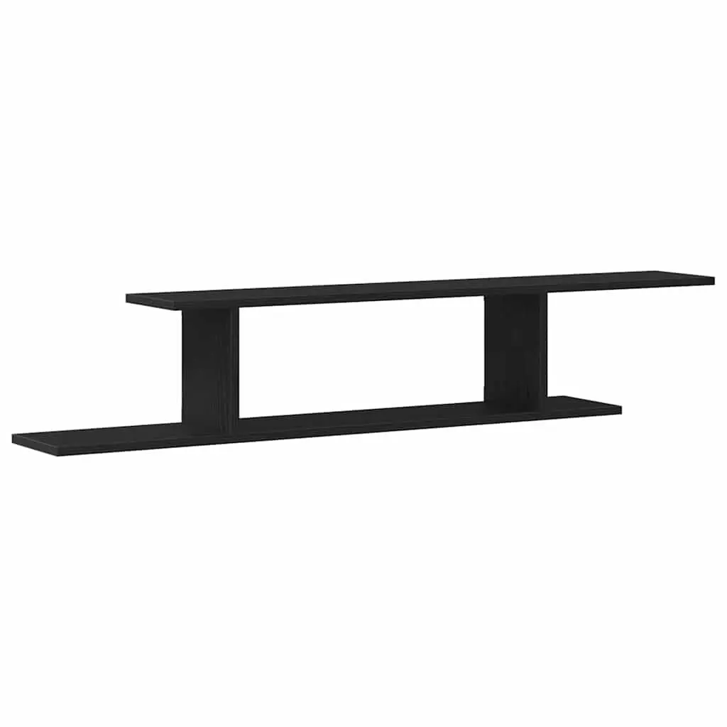 Wall-mounted TV Shelf Black Oak Modern Living Room Storage Display Unit 125cm