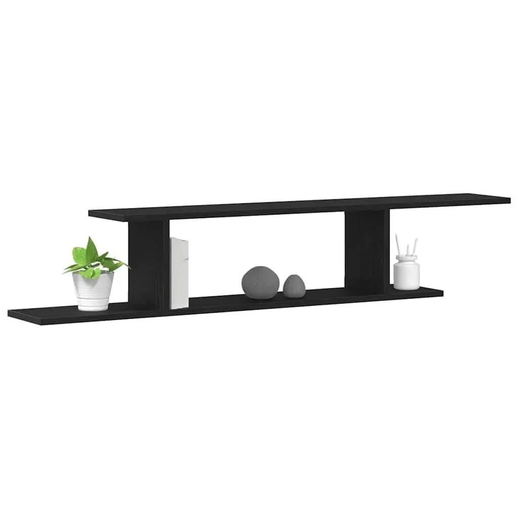 Wall-mounted TV Shelf Black Oak Modern Living Room Storage Display Unit 125cm