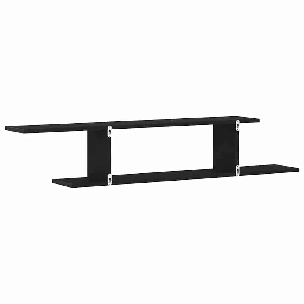 Wall-mounted TV Shelf Black Oak Modern Living Room Storage Display Unit 125cm