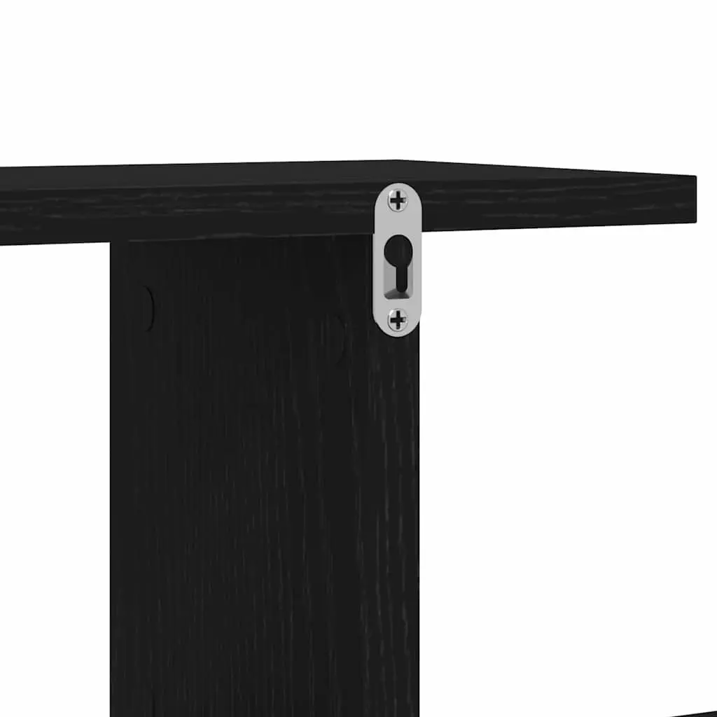 Wall-mounted TV Shelf Black Oak Modern Living Room Storage Display Unit 125cm