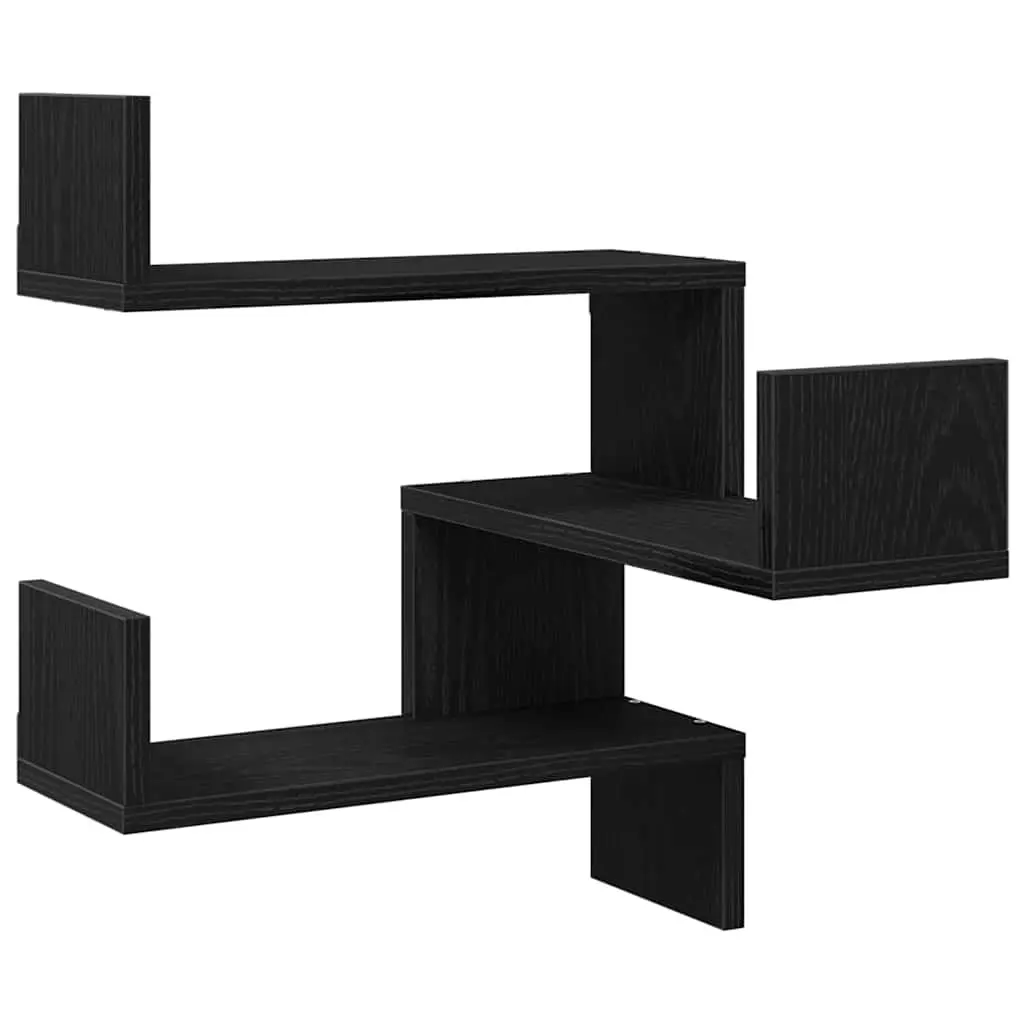 Wall Mounted Shelf Black Oak 40cm x 40cm x 49.5cm Contemporary Storage Display