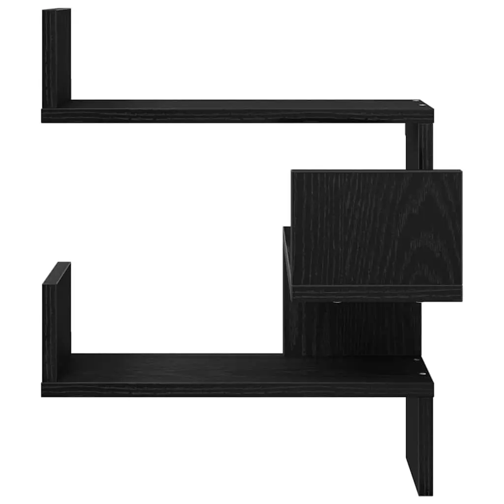 Wall Shelf Black Oak 40 x 40 x 49.5 cm Modern Storage Display Unit 2 Pieces