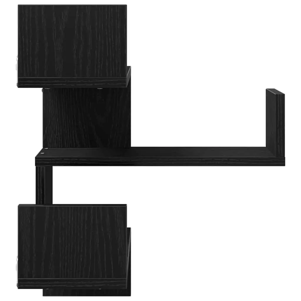 Wall Shelf Black Oak 40 x 40 x 49.5 cm Modern Storage Display Unit 2 Pieces