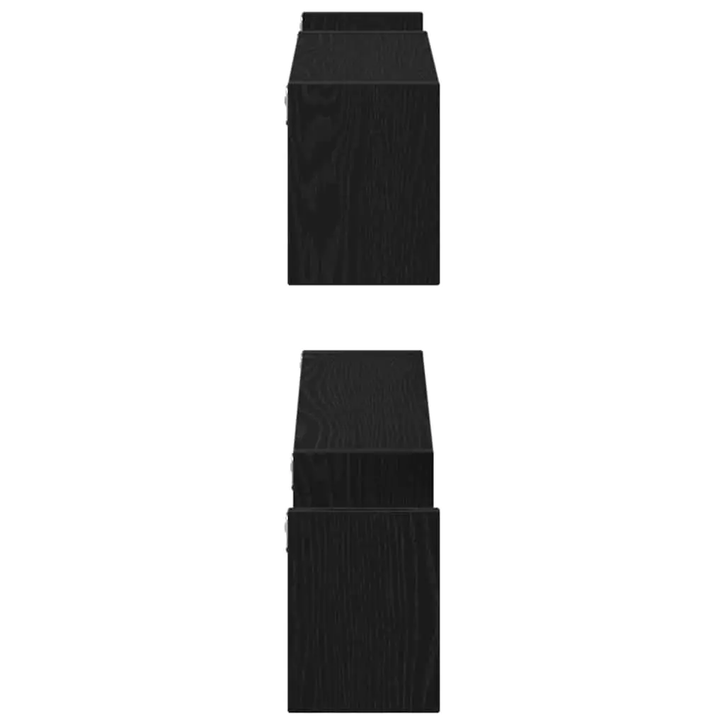 Wall Shelf 2 Pieces Black Oak 100 x 15 x 20 cm Modern Storage Display Shelves