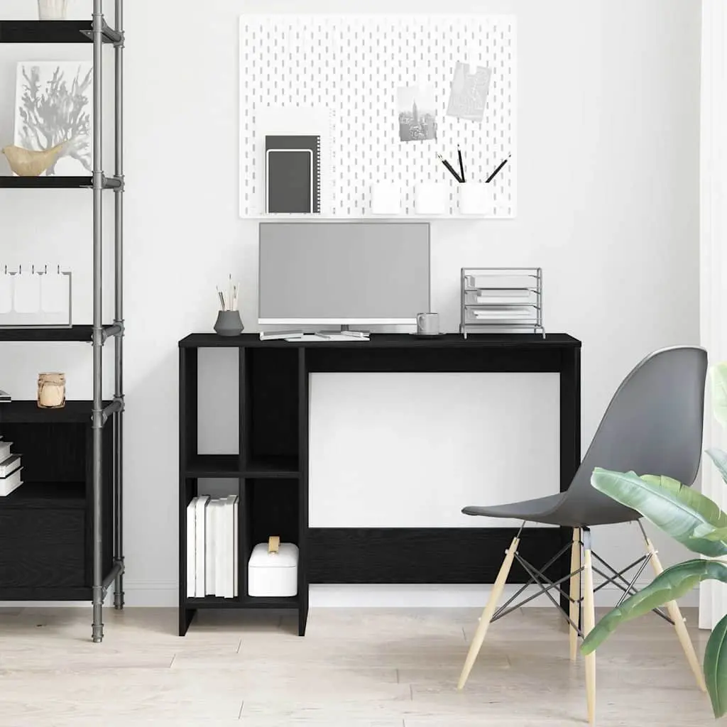 Desk with Shelves Black Oak Modern Home Office Study Workspace Computer Table
