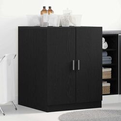 Compact and Stylish Black Oak Washing Machine Cabinet