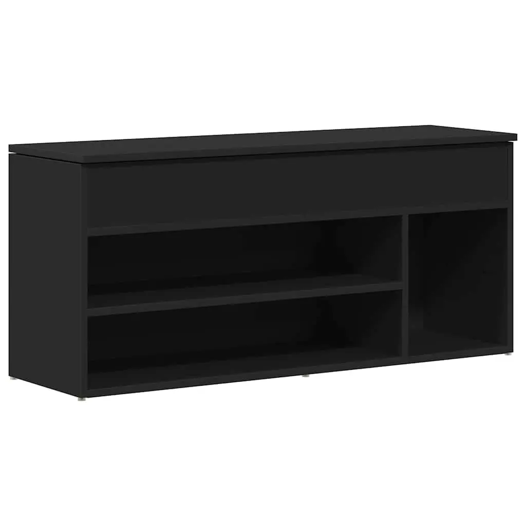 Black Shoe Bench Storage Seating Organiser Entryway Furniture 102x30.5x45cm