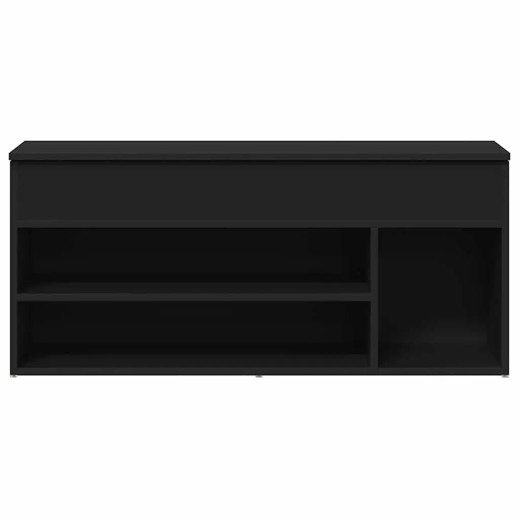 Black Shoe Bench Storage Seating Organiser Entryway Furniture 102x30.5x45cm