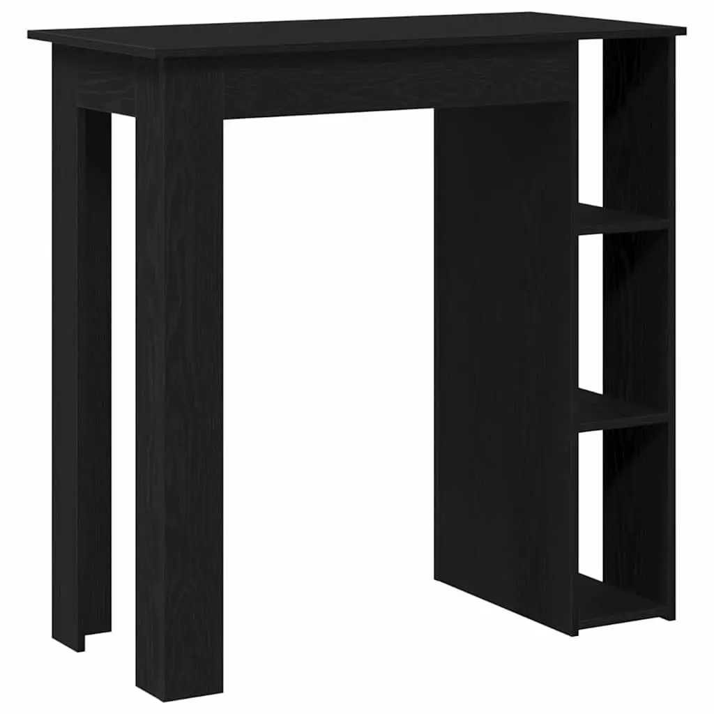 Bar Table Kitchen Dining Black Oak Engineered Wood Modern Minimalist Storage