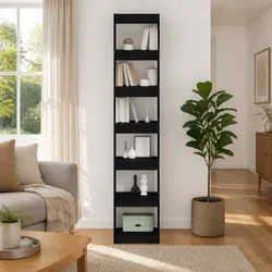 Concise Black Oak Shelving Unit – Functional Design