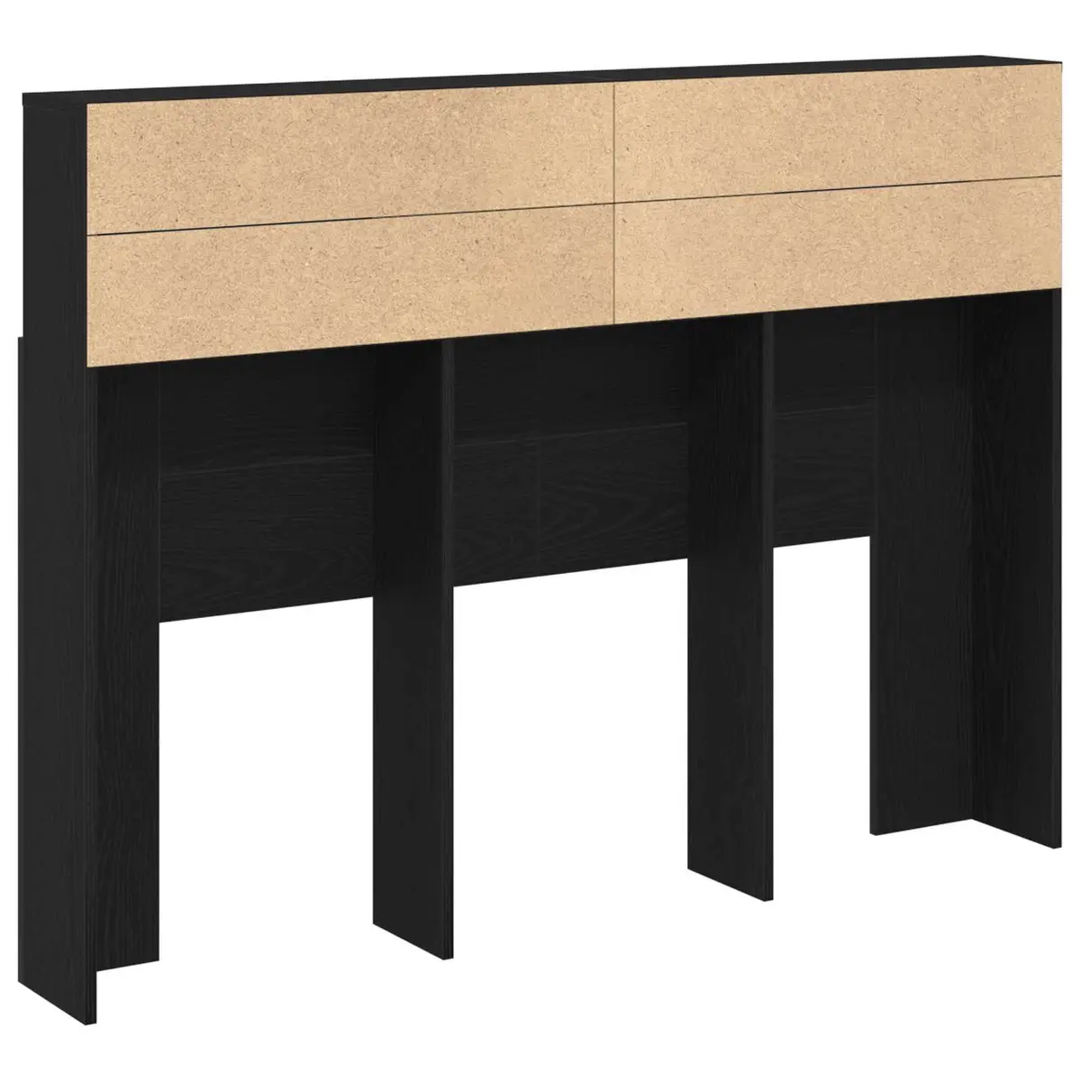 Headboard Cabinet Wall-Mounted Black Oak Modern Bedroom Storage Shelving Unit