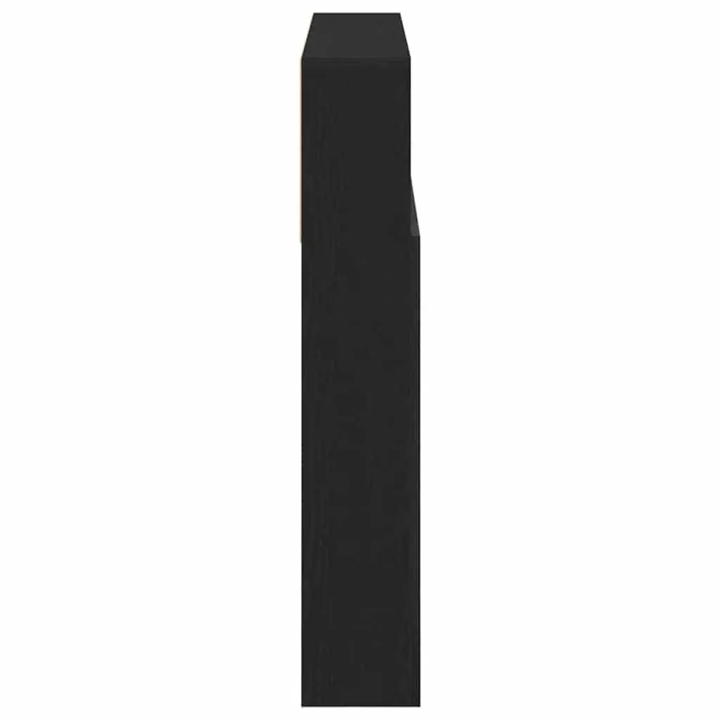 Wall-Mounted Headboard Cabinet Black Oak 160cm Bedroom Storage Shelving Unit