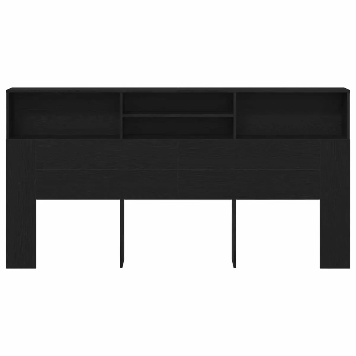 Wall-Mounted Headboard Cabinet Black Oak Storage Shelving Modern Bedroom