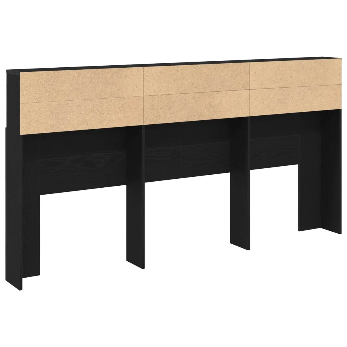 Wall-Mounted Headboard Cabinet Black Oak Storage Shelving Modern Bedroom