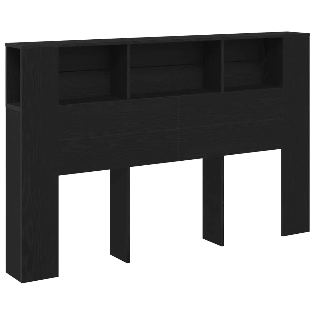 Headboard Cabinet Wall-Mounted Storage Black Engineered Wood Modern Minimalist
