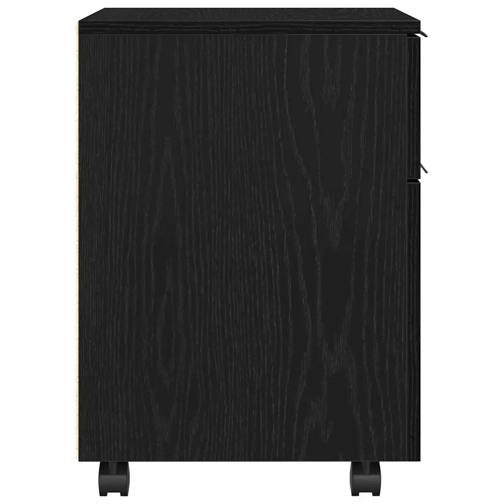File Cabinet Rolling Storage Black Oak 45x38x54cm Home Office Organiser