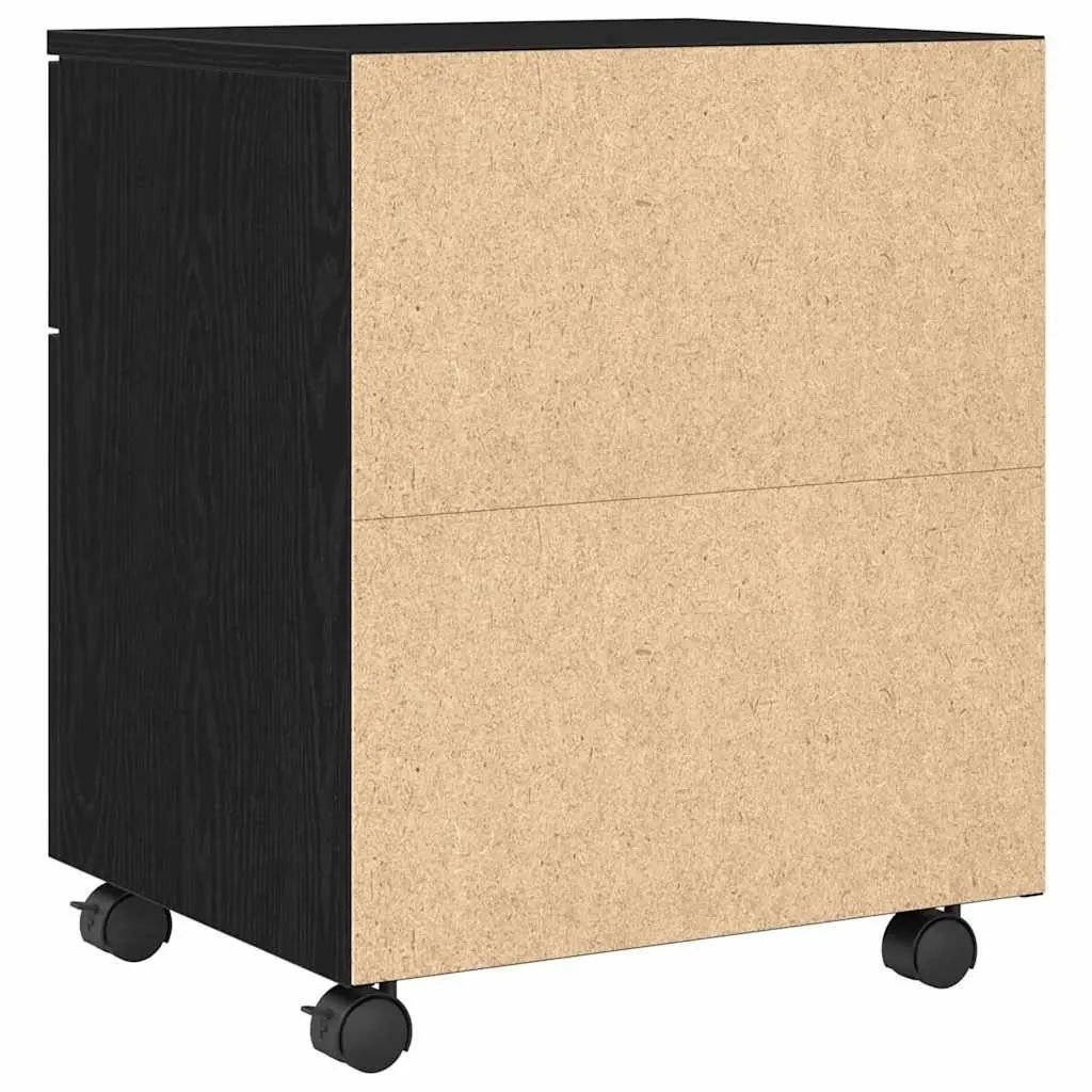 File Cabinet Rolling Storage Black Oak 45x38x54cm Home Office Organiser