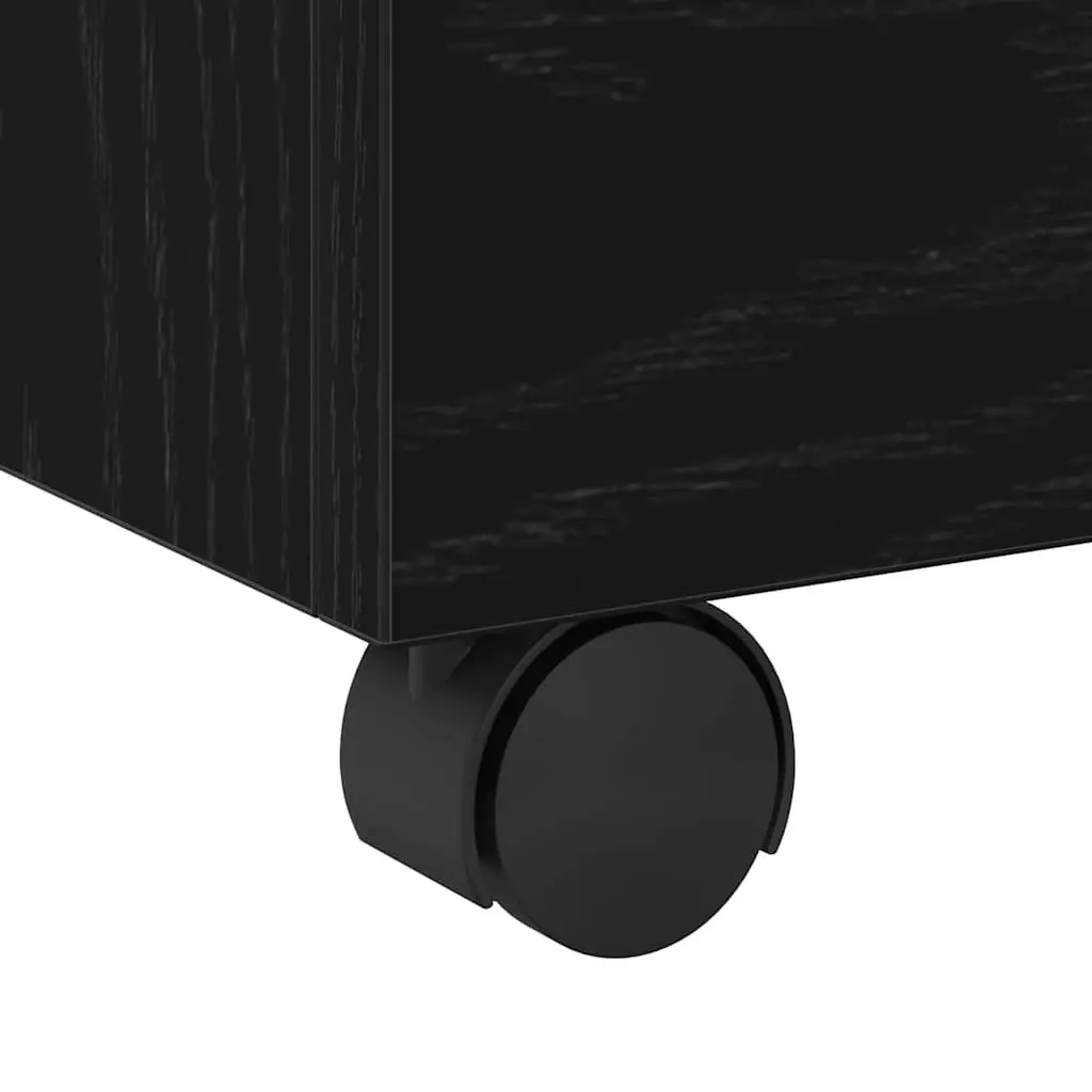 File Cabinet Rolling Storage Black Oak 45x38x54cm Home Office Organiser