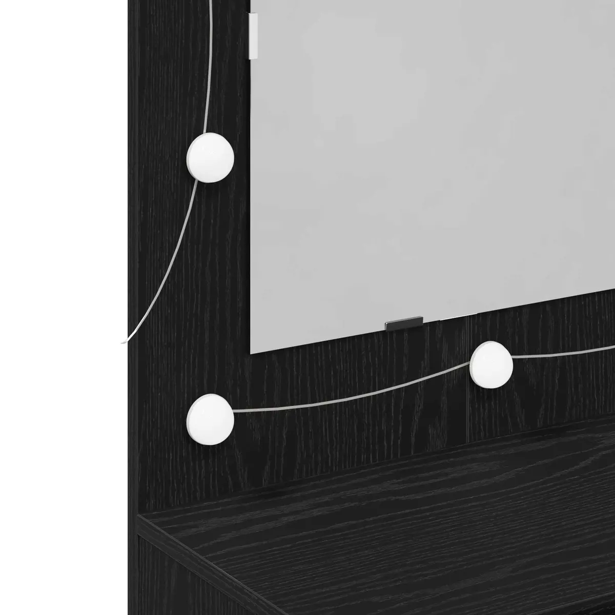 Wall-Mounted Mirror Cabinet Black Oak 90 x 31.5 x 62 cm Integrated LED Lights Spacious Interior Compartments