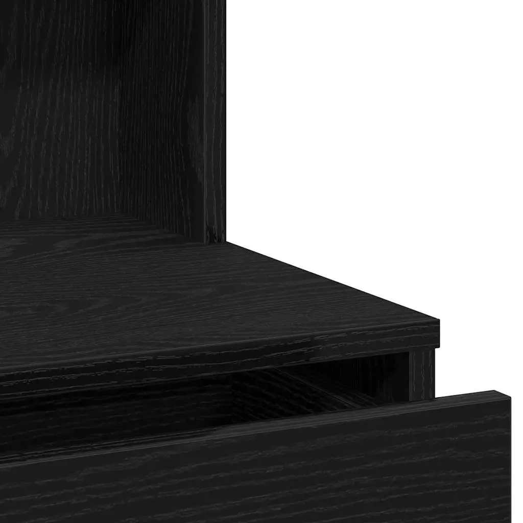 Dressing Table Black Oak Modern 74.5 x 40 x 141 cm Acrylic Mirror Drawers Shelves Storage
