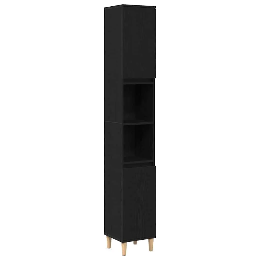 Black Oak Bathroom Cabinet with Storage