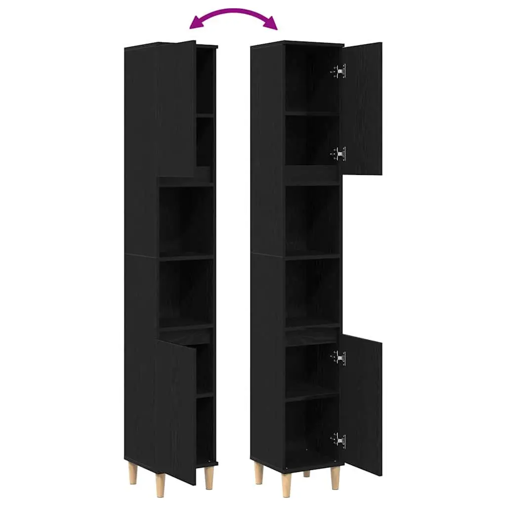 Black Oak Bathroom Cabinet with Storage