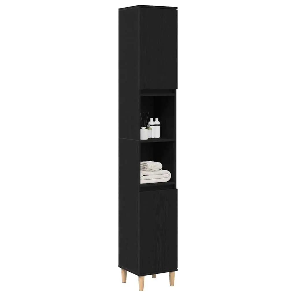 Black Oak Bathroom Cabinet with Storage