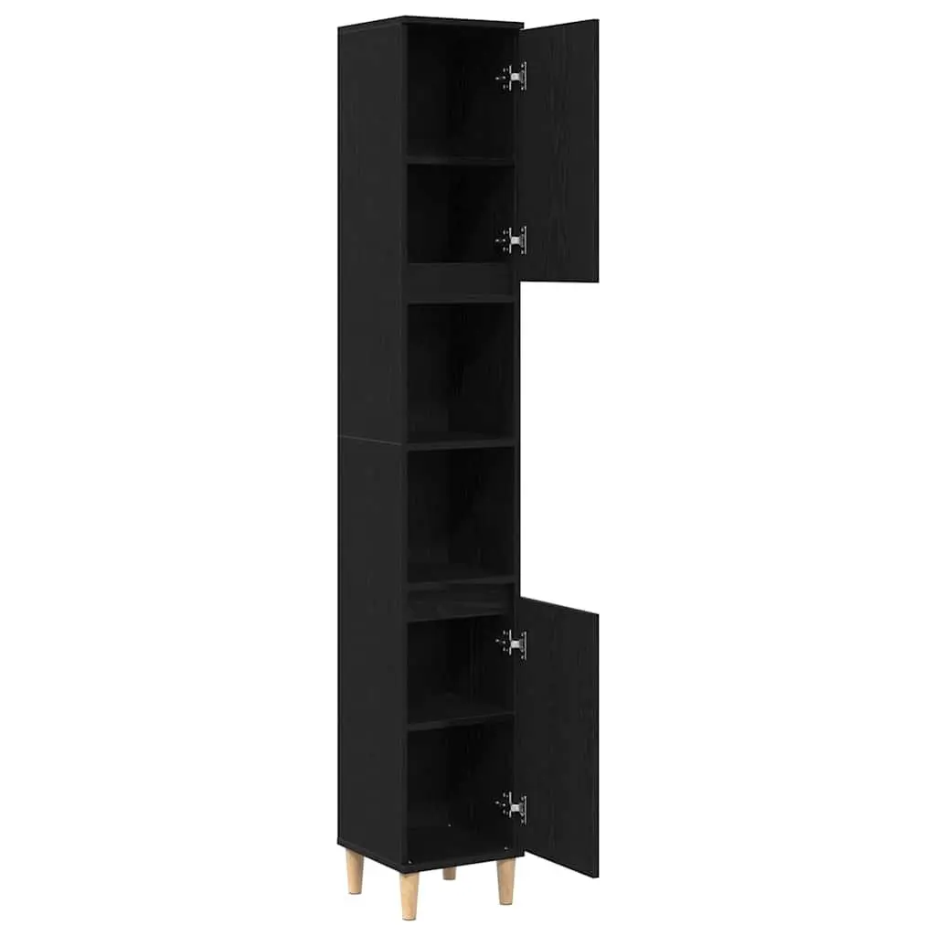Black Oak Bathroom Cabinet with Storage