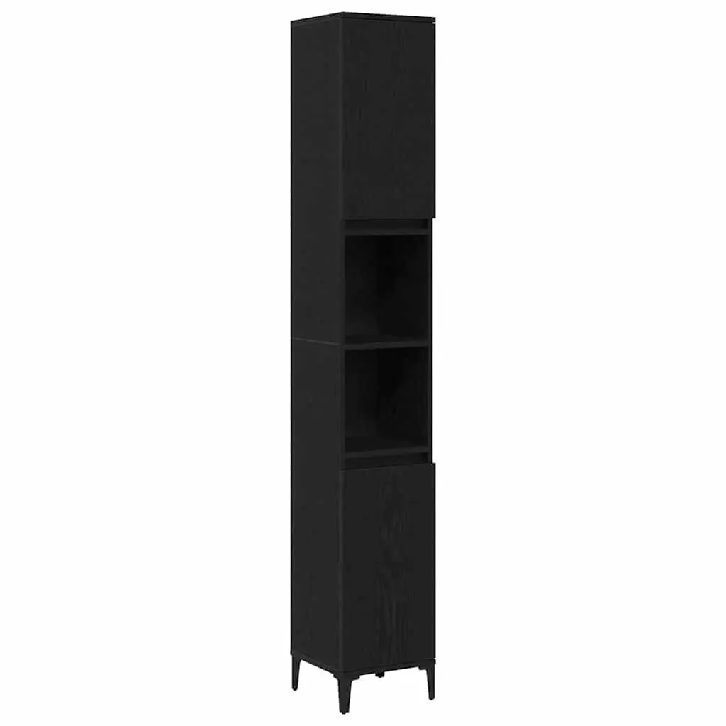Black Oak Bathroom Cabinet for Organized Storage