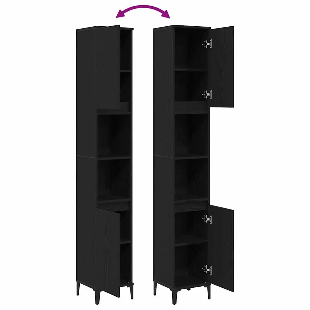 Black Oak Bathroom Cabinet for Organized Storage